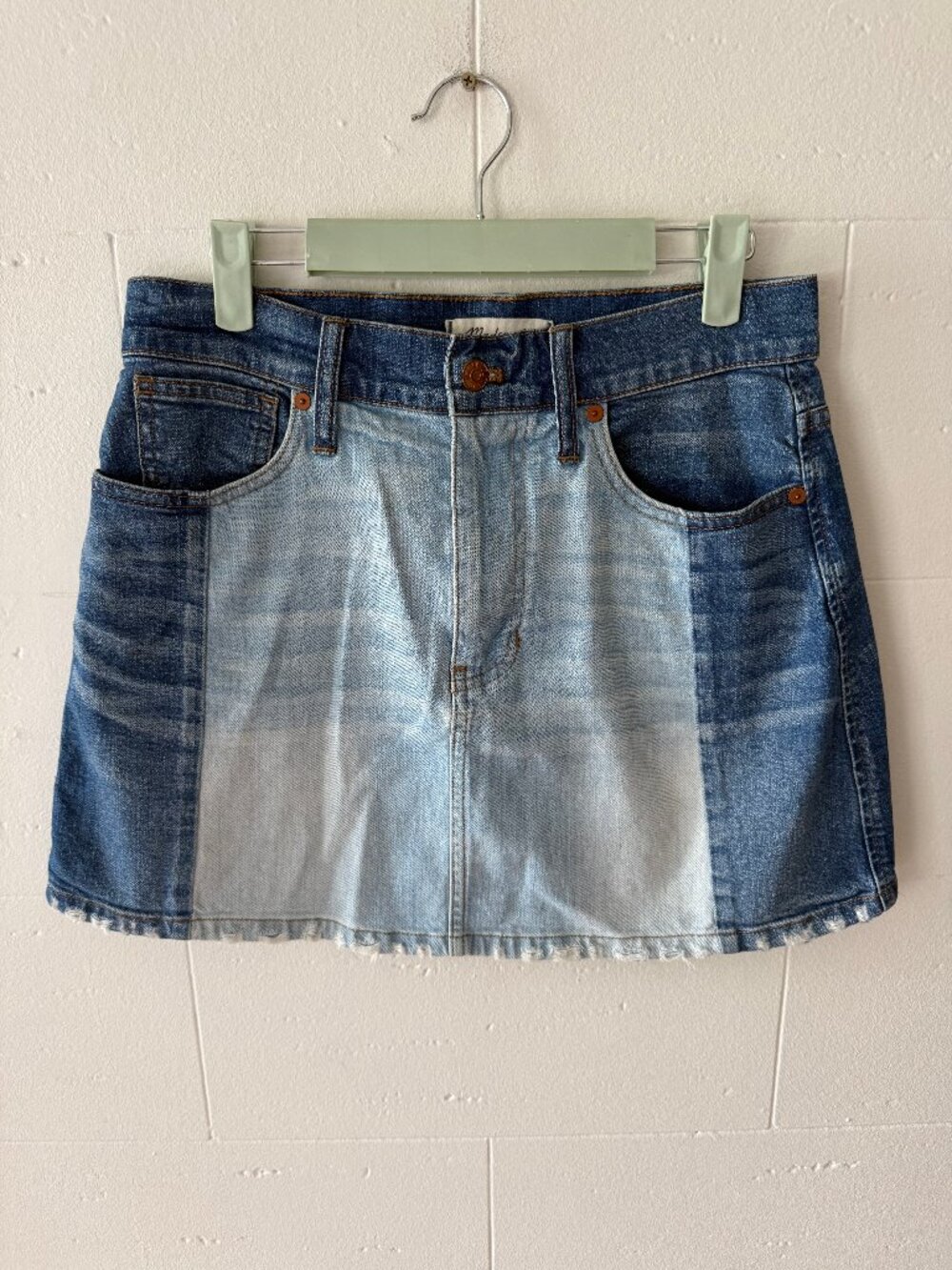 Madewell | Denim Mini Skirt Two Tone Patchwork | Casual Western | Size 27